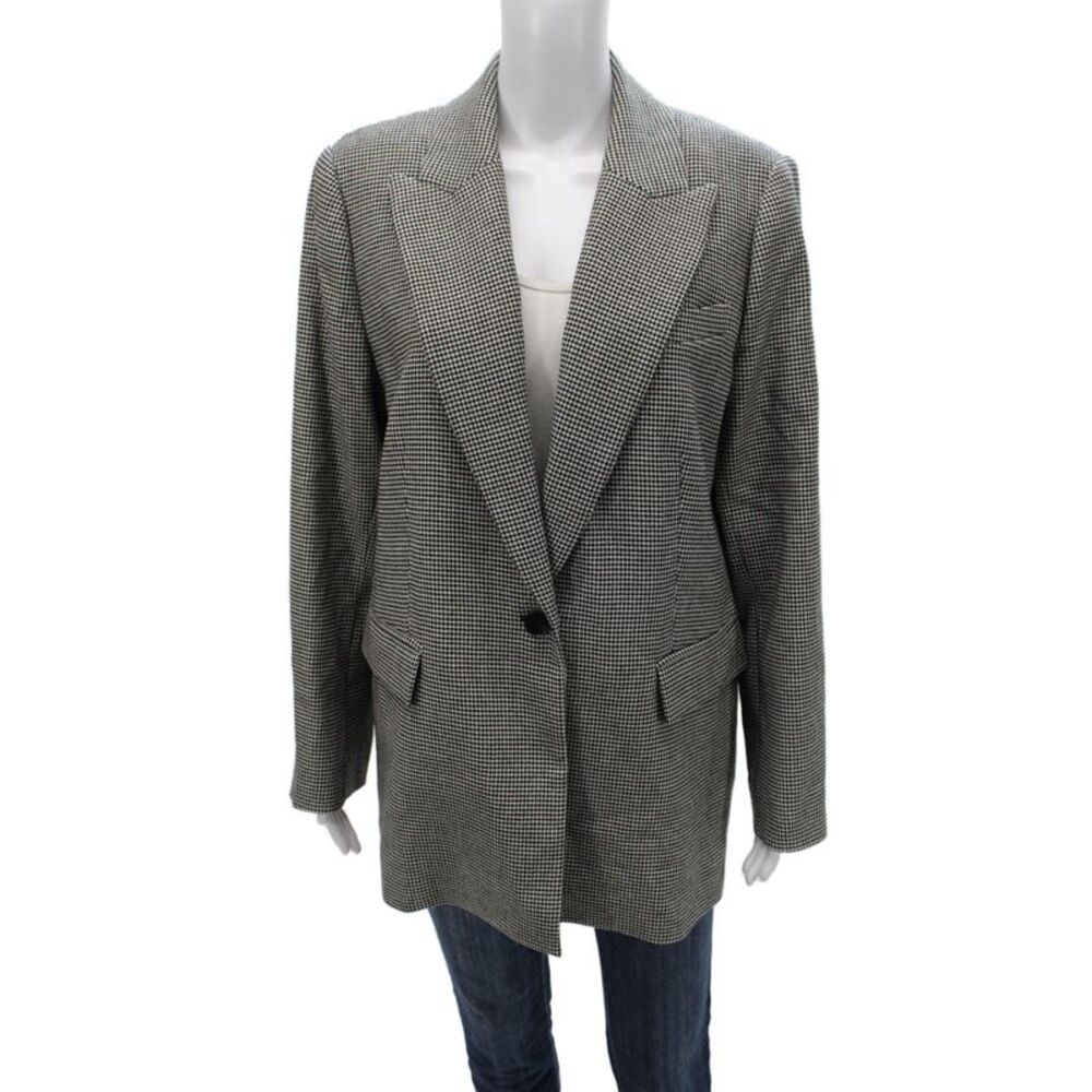 Kobi Halperin Womens Houndstooth Blazer Black Button Size L